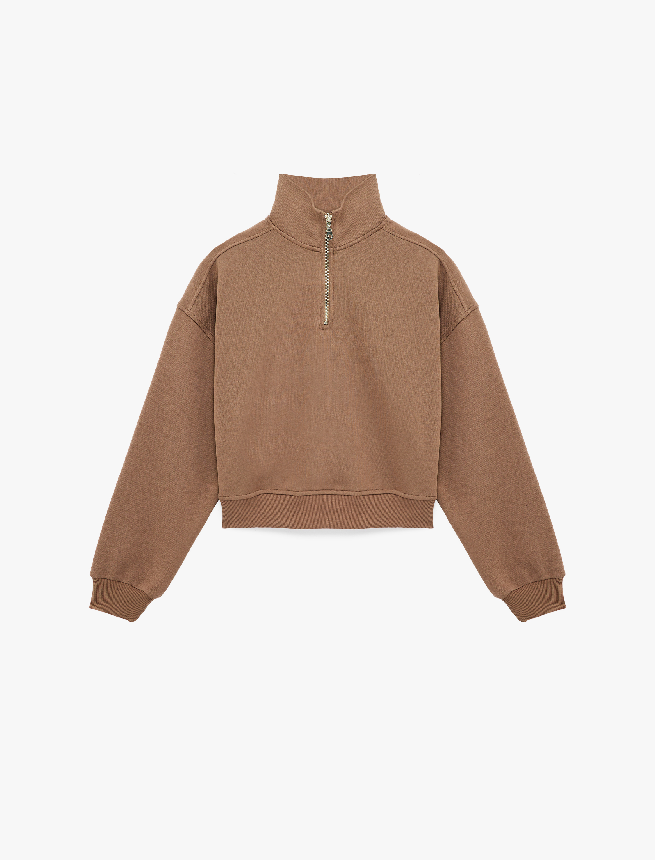   Rahat Kalıp Yarım Fermuarlı Polo Yaka Spor Sweatshirt