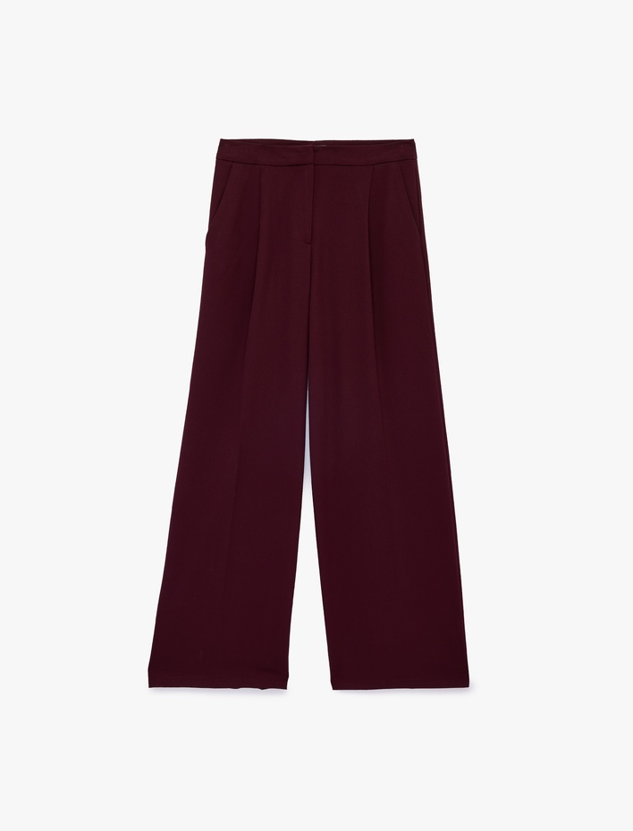  Viskon Karışımlı Yüksek Bel Palazzo Pantolon