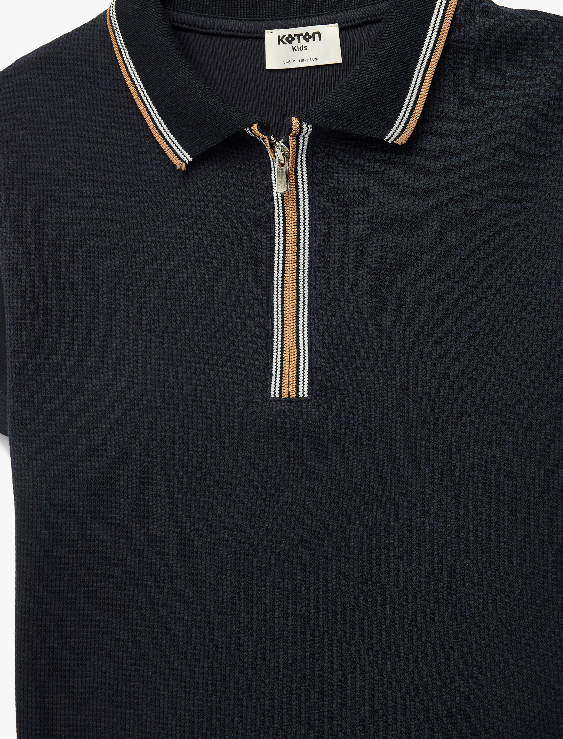  Erkek Çocuk Pamuklu Kısa Kollu Polo Yaka Fermuarlı Tişört