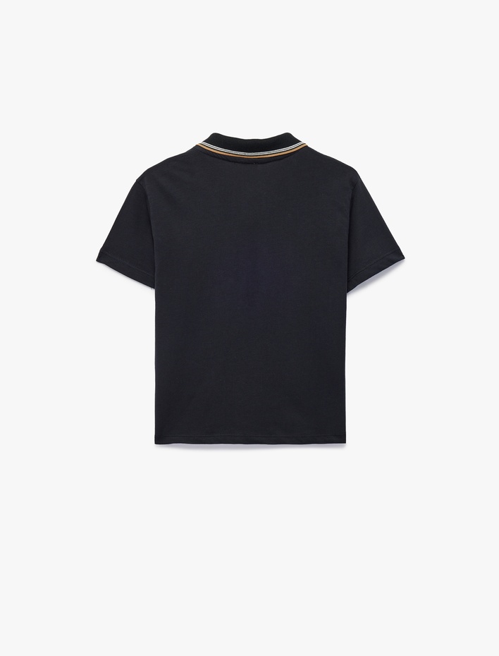 Erkek Çocuk Pamuklu Kısa Kollu Polo Yaka Fermuarlı Tişört