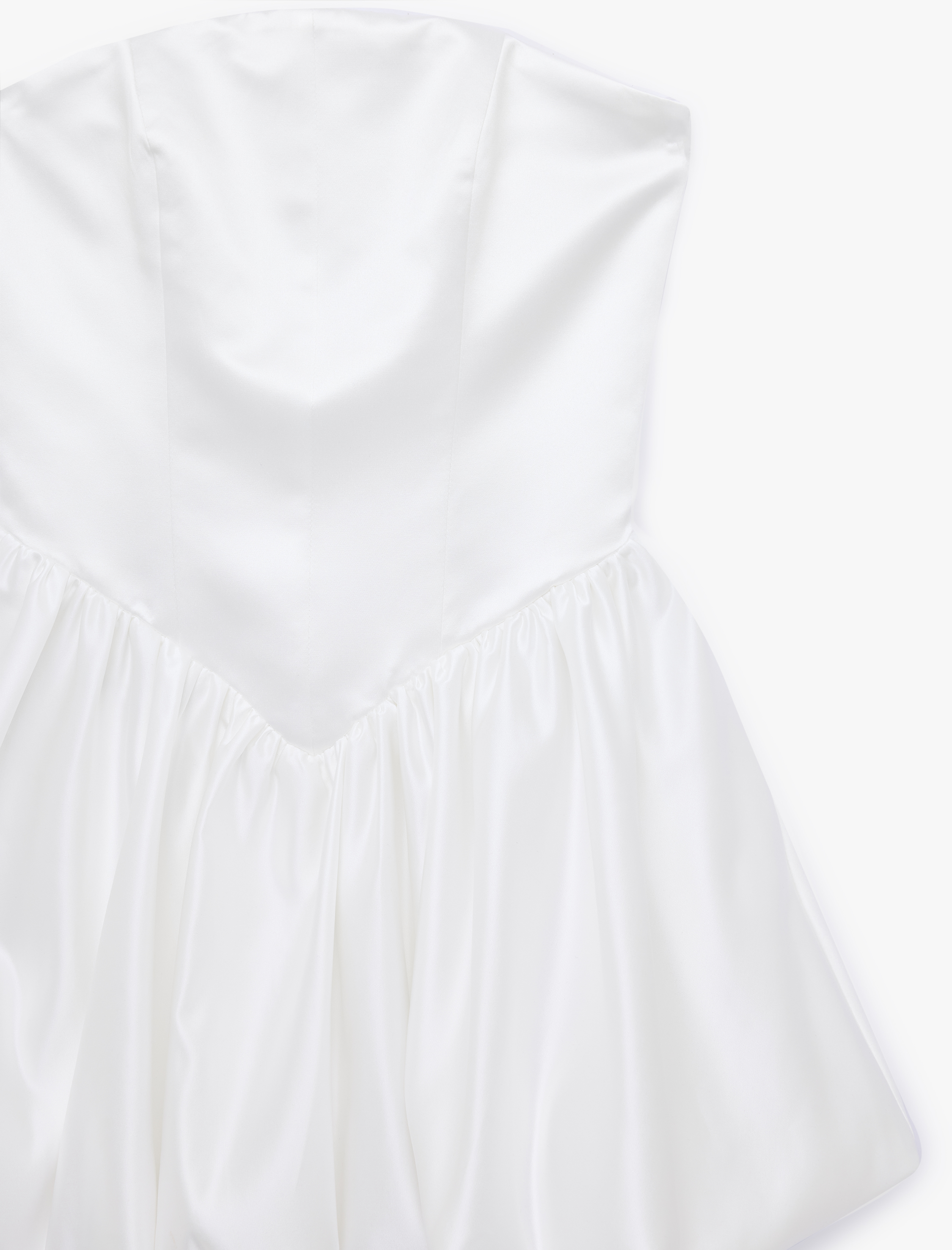   Slim Fit Straplez Kolsuz Mini Saten Balon Elbise