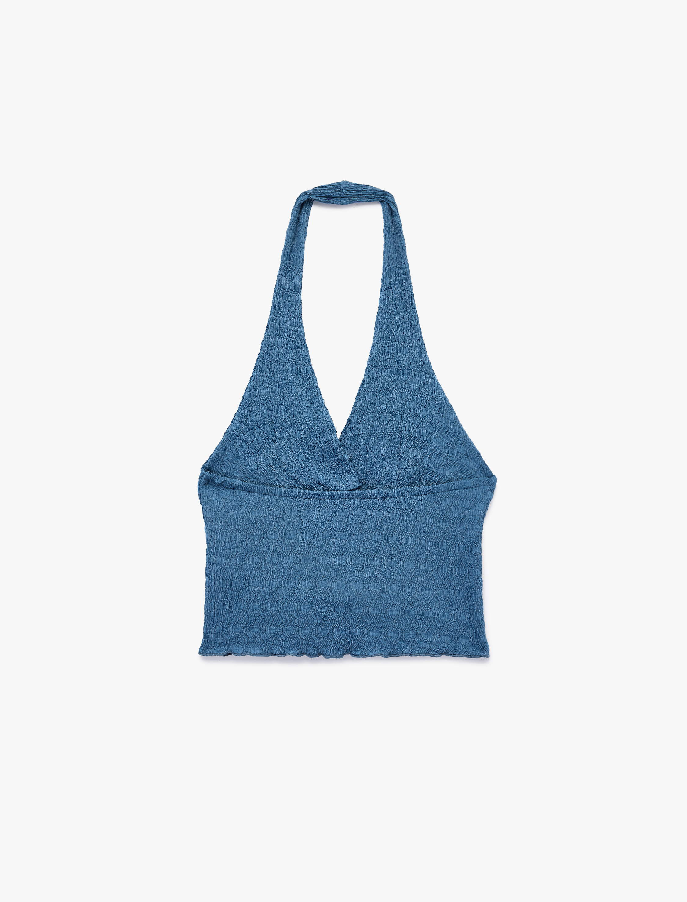   Bürümcük Kolsuz V Yaka Halter Yaka Crop Bluz