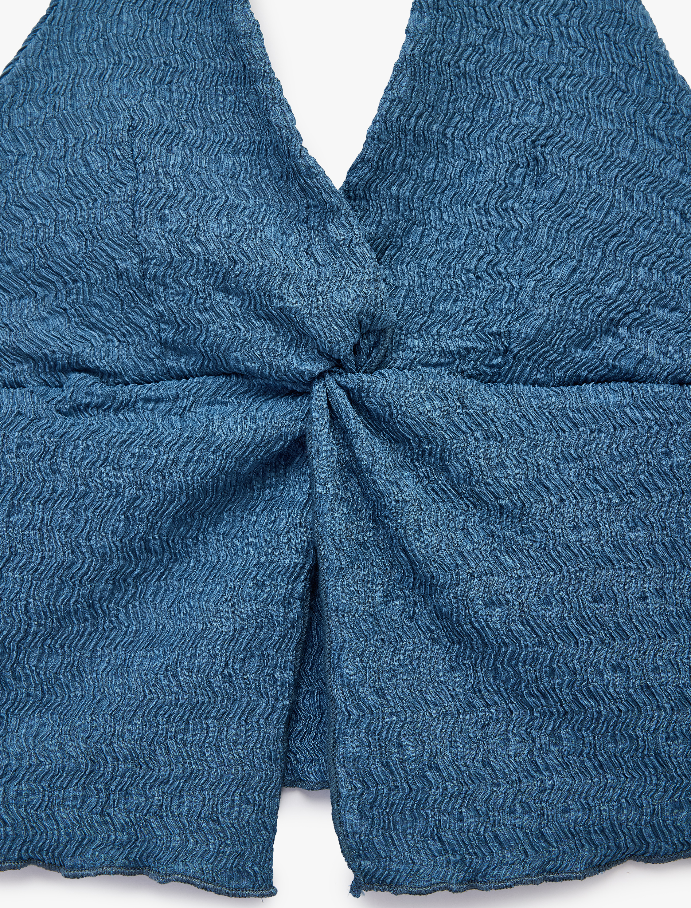   Bürümcük Kolsuz V Yaka Halter Yaka Crop Bluz