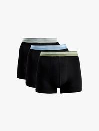 Pamuklu Bel Detaylı 3'lü Boxer Seti