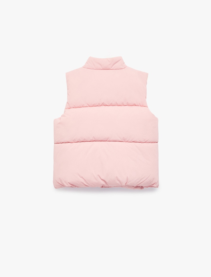 Kız Bebek Dik Yaka Kolsuz Cepli Oversize Şişme Yelek