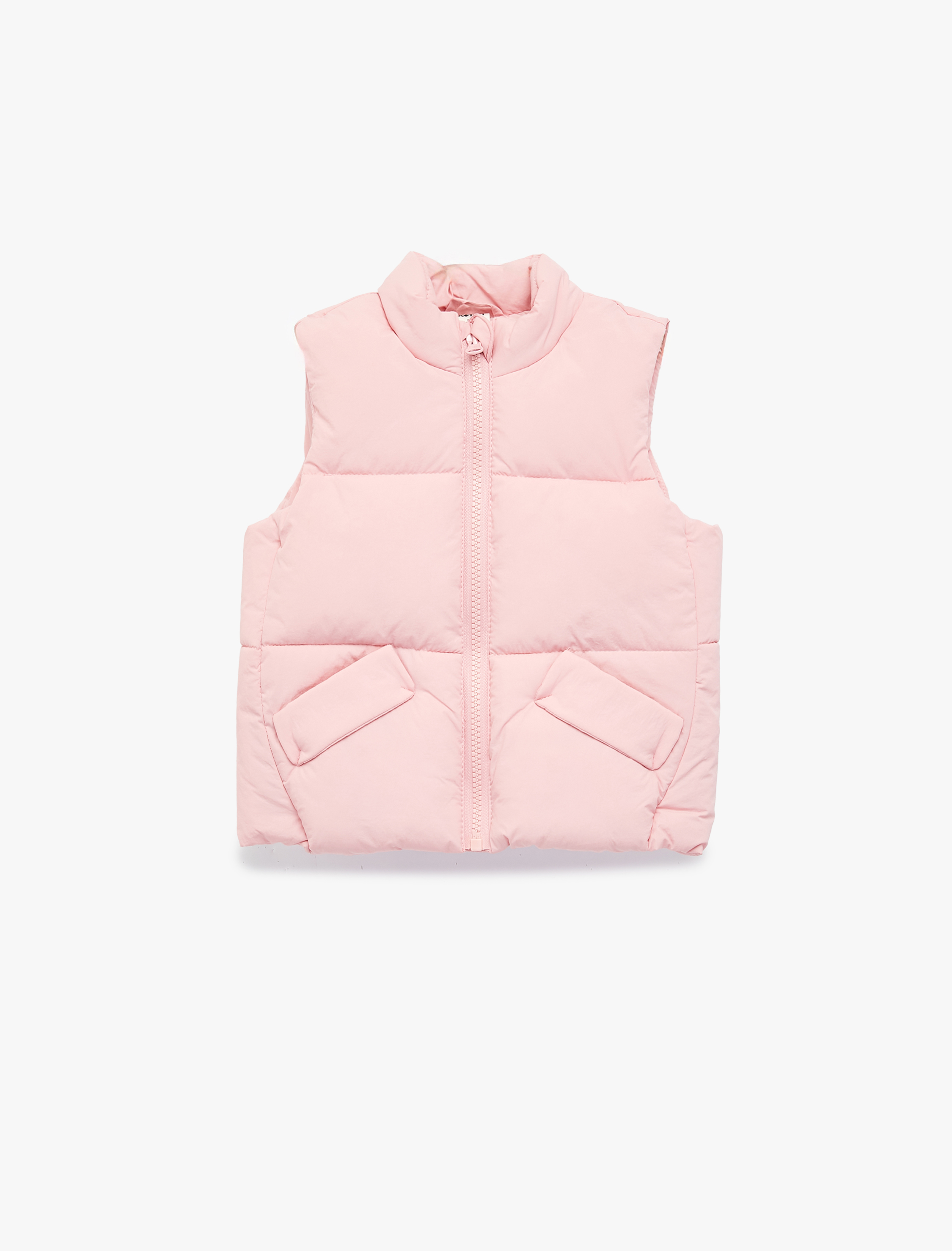  Kız Bebek Dik Yaka Kolsuz Cepli Oversize Şişme Yelek