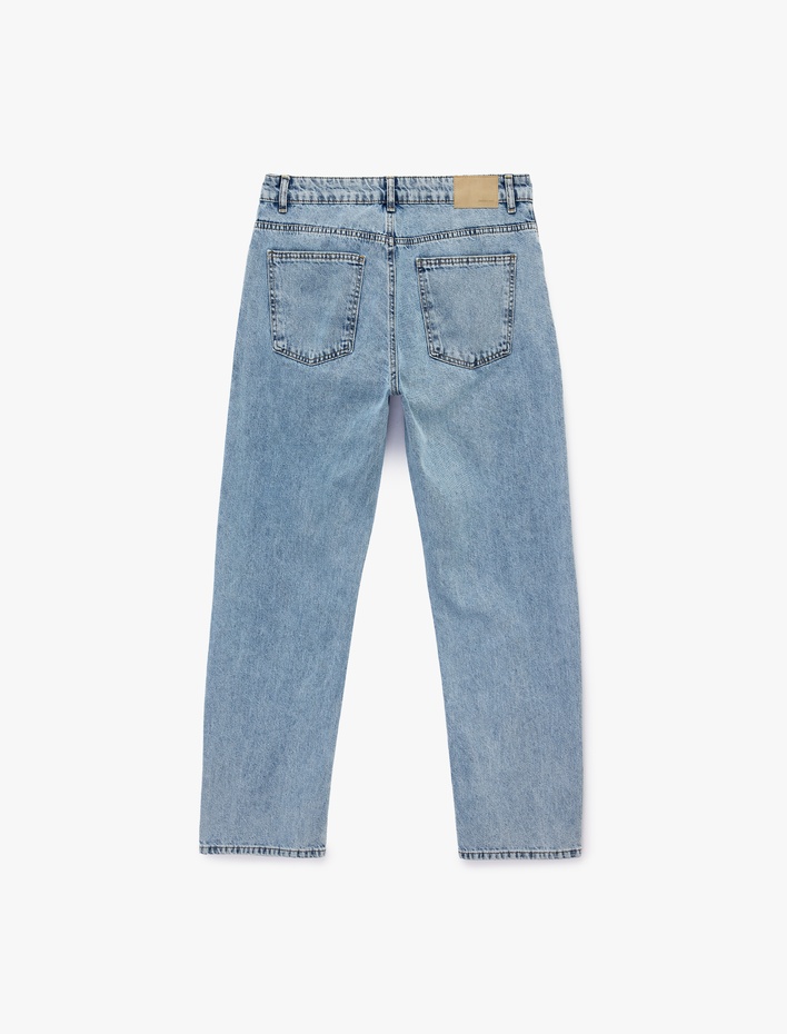  Pamuklu 5 Cepli Normal Bel Vintage Straight Fit Jean Pantolon