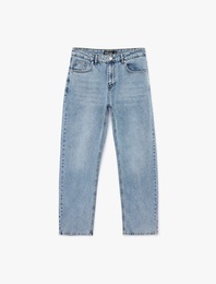 Pamuklu 5 Cepli Normal Bel Vintage Straight Fit Jean Pantolon