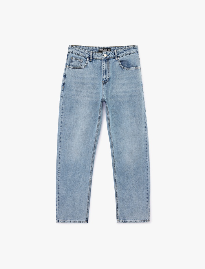  Pamuklu 5 Cepli Normal Bel Vintage Straight Fit Jean Pantolon