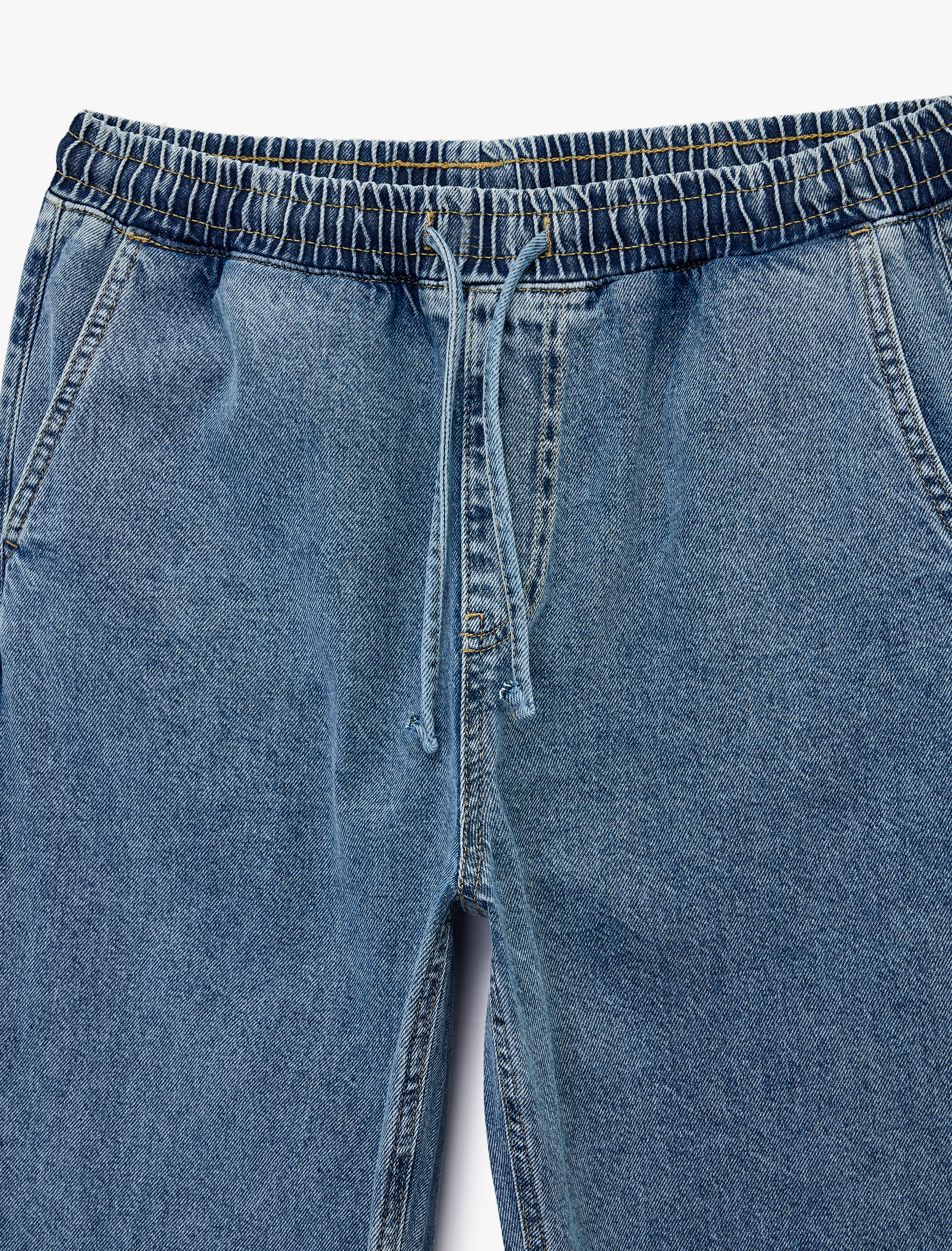   Pamuklu Cepli Beli Bağcıklı Jogger Jean Pantolon