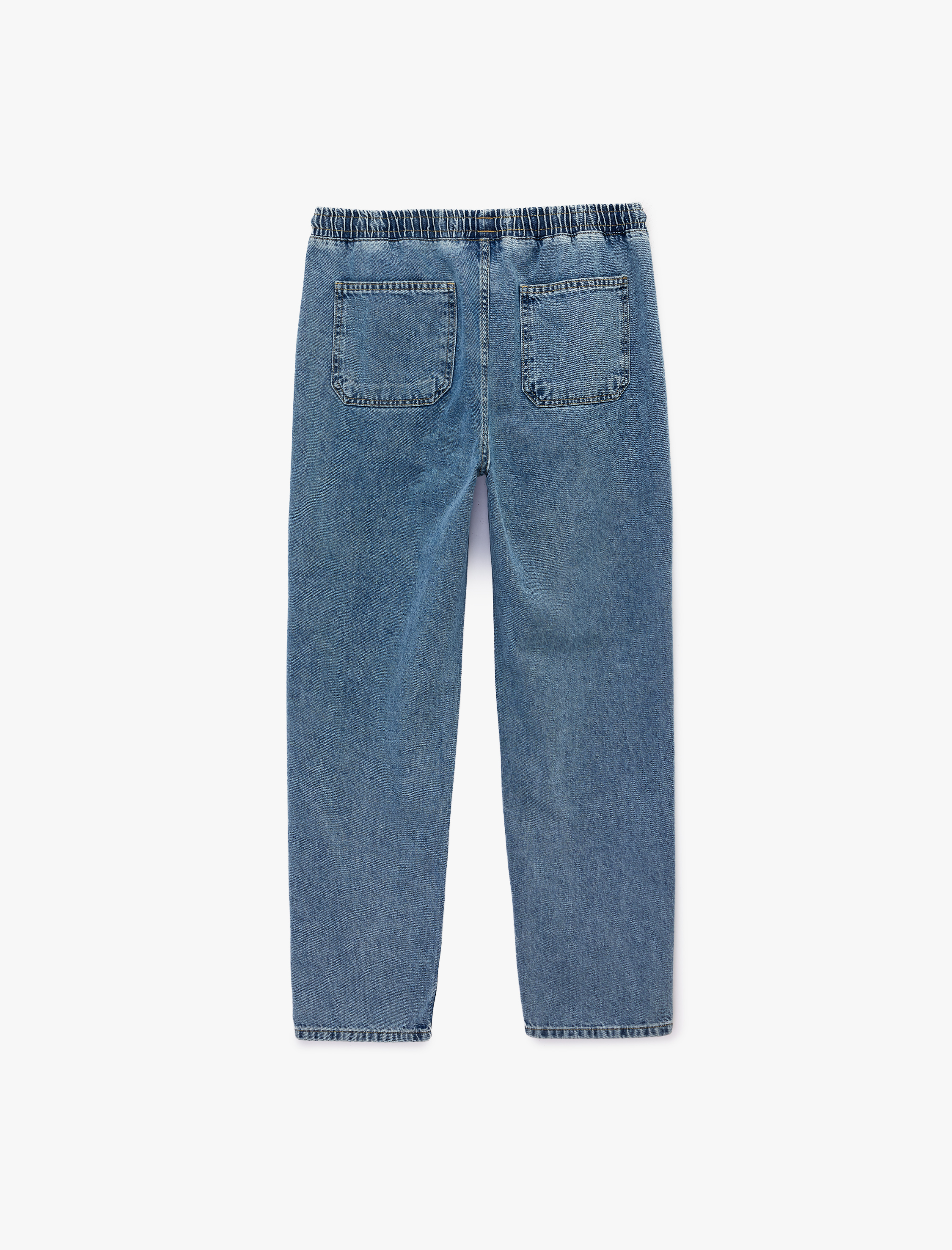   Pamuklu Cepli Beli Bağcıklı Jogger Jean Pantolon