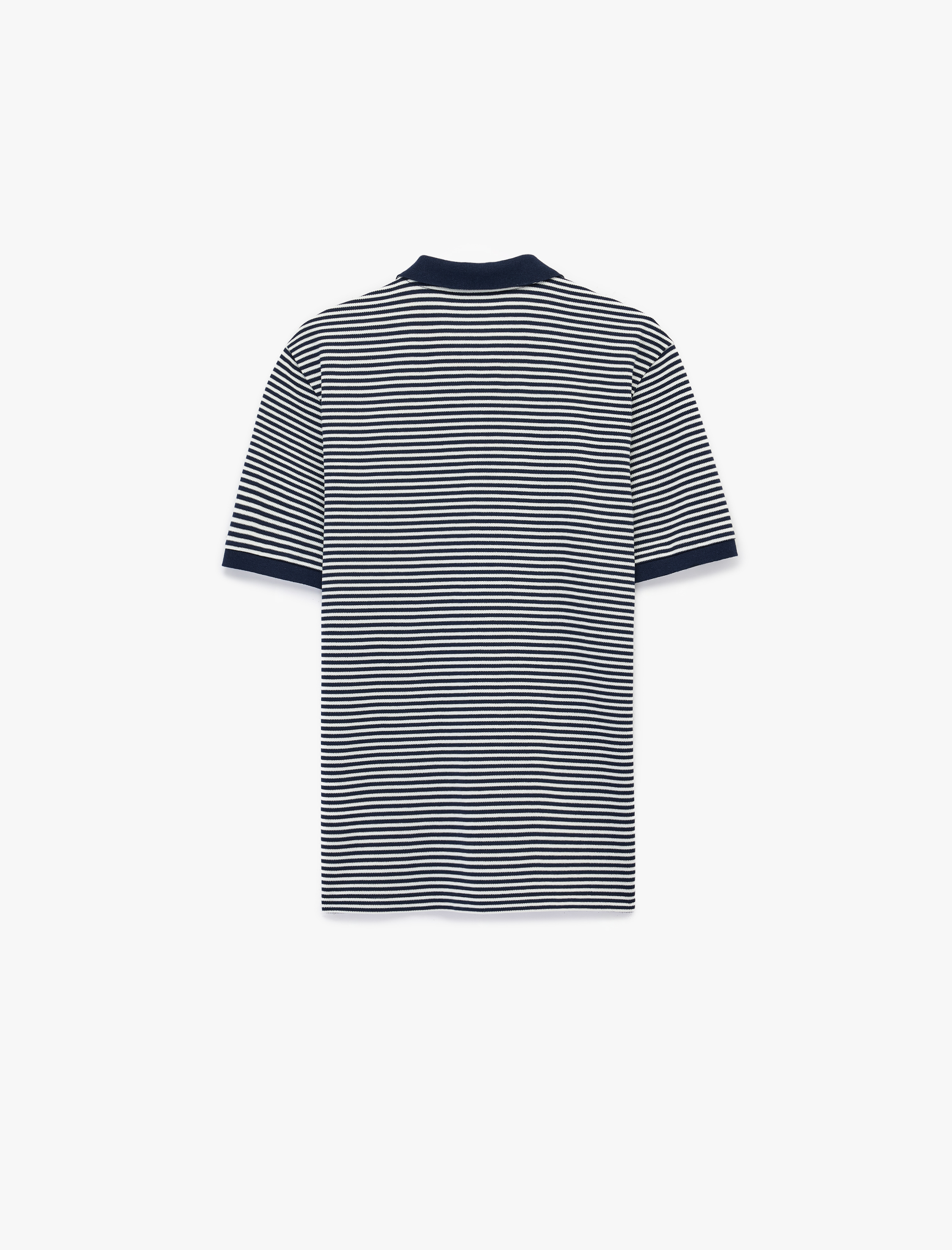   Regular Fit Kısa Kollu Yarım Fermuarlı Polo Yaka Çizgili Tişört