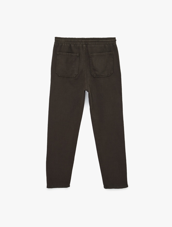  Regular Fit Pamuklu Cepli Beli Bağcıklı Pantolon