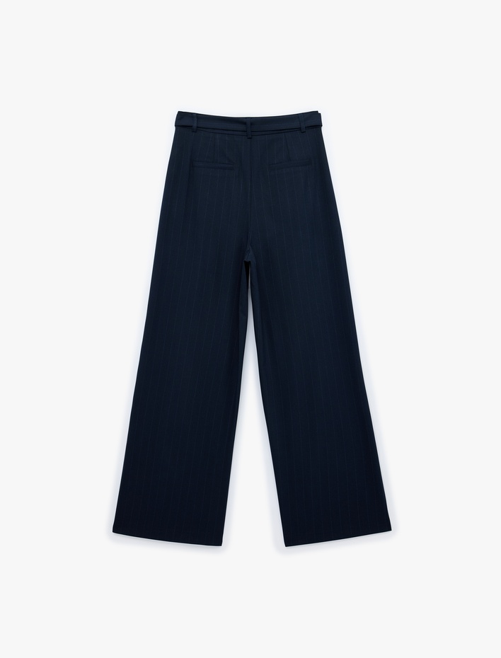  Kemerli Yüksek Bel Palazzo Pantolon