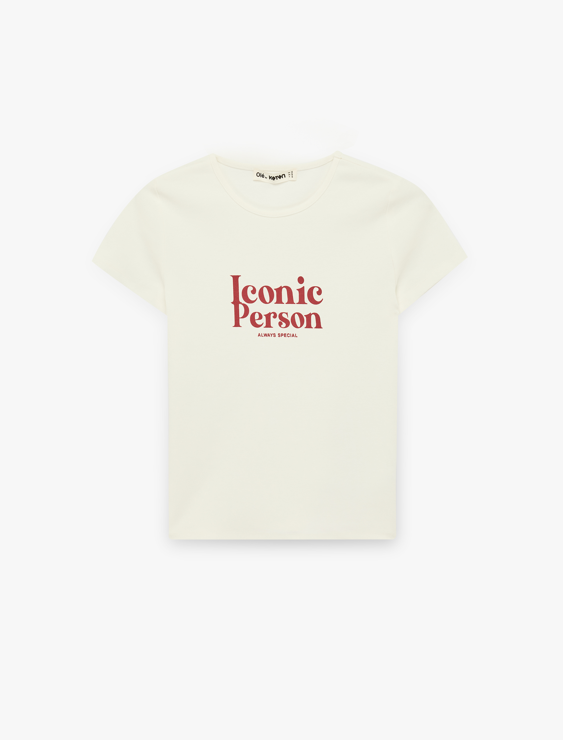   Pamuklu Kısa Kollu Bisiklet Yaka Baskılı Slim Fit Tişört