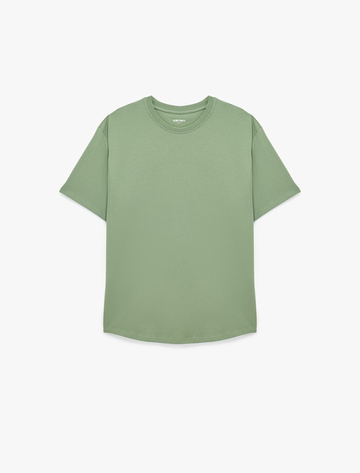  Kısa Kollu Bisiklet Yaka Rahat Kalıp Pamuklu Basic Spor Tişört