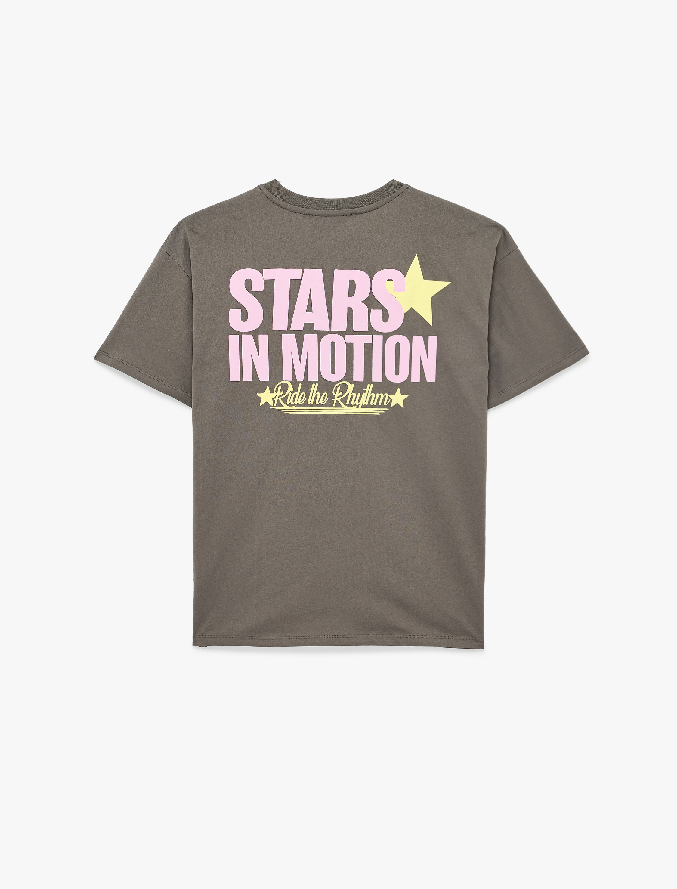   Rahat Kalıp Kısa Kollu Bisiklet Yaka Pamuklu Arkası Baskılı Tişört