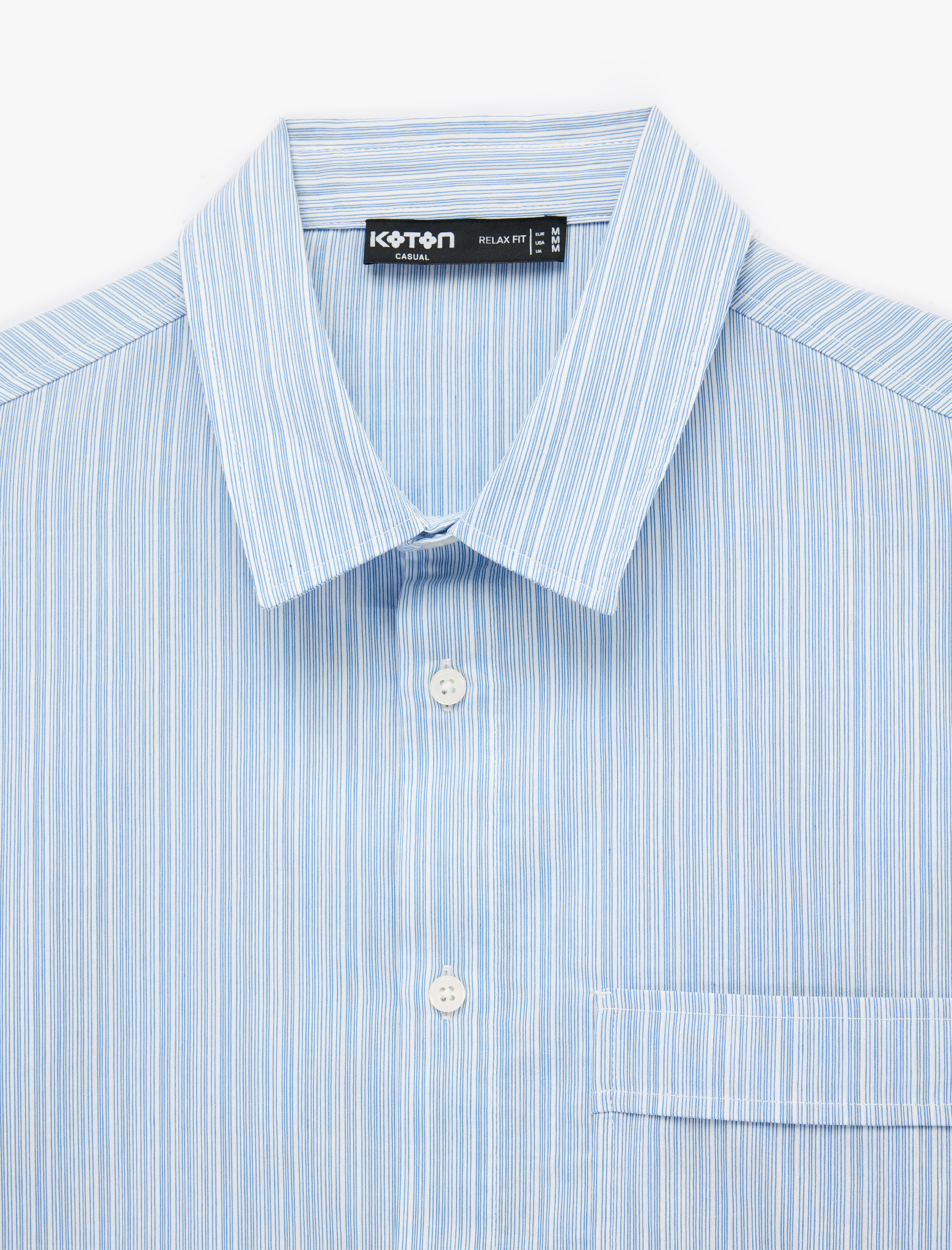   Klasik Yaka Pamuklu Cep Detaylı Poplin Rahat Kalıp Kısa Kollu Gömlek