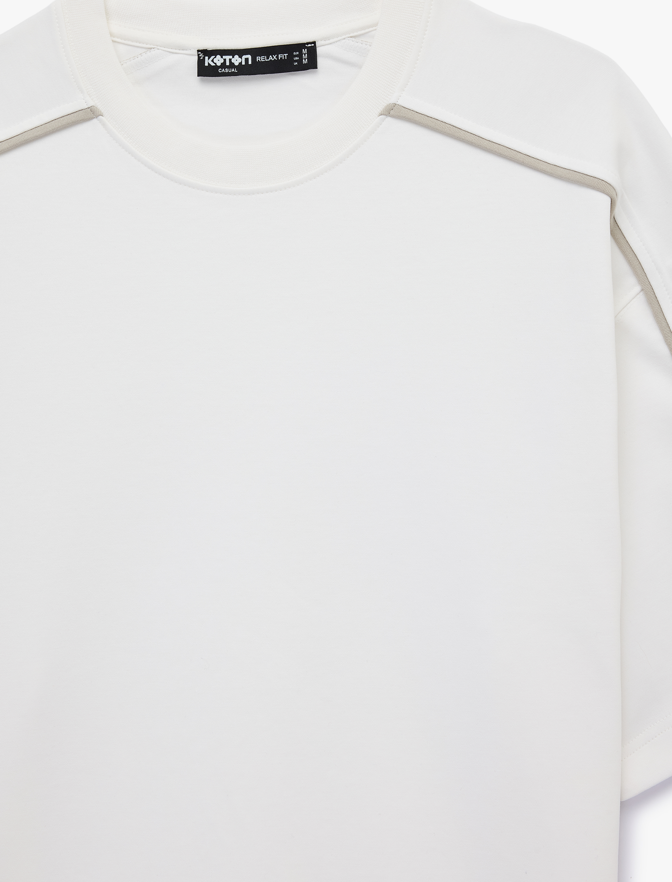   Kısa Kollu Dikiş Detaylı Bisiklet Yaka Pamuklu Oversize Tişört