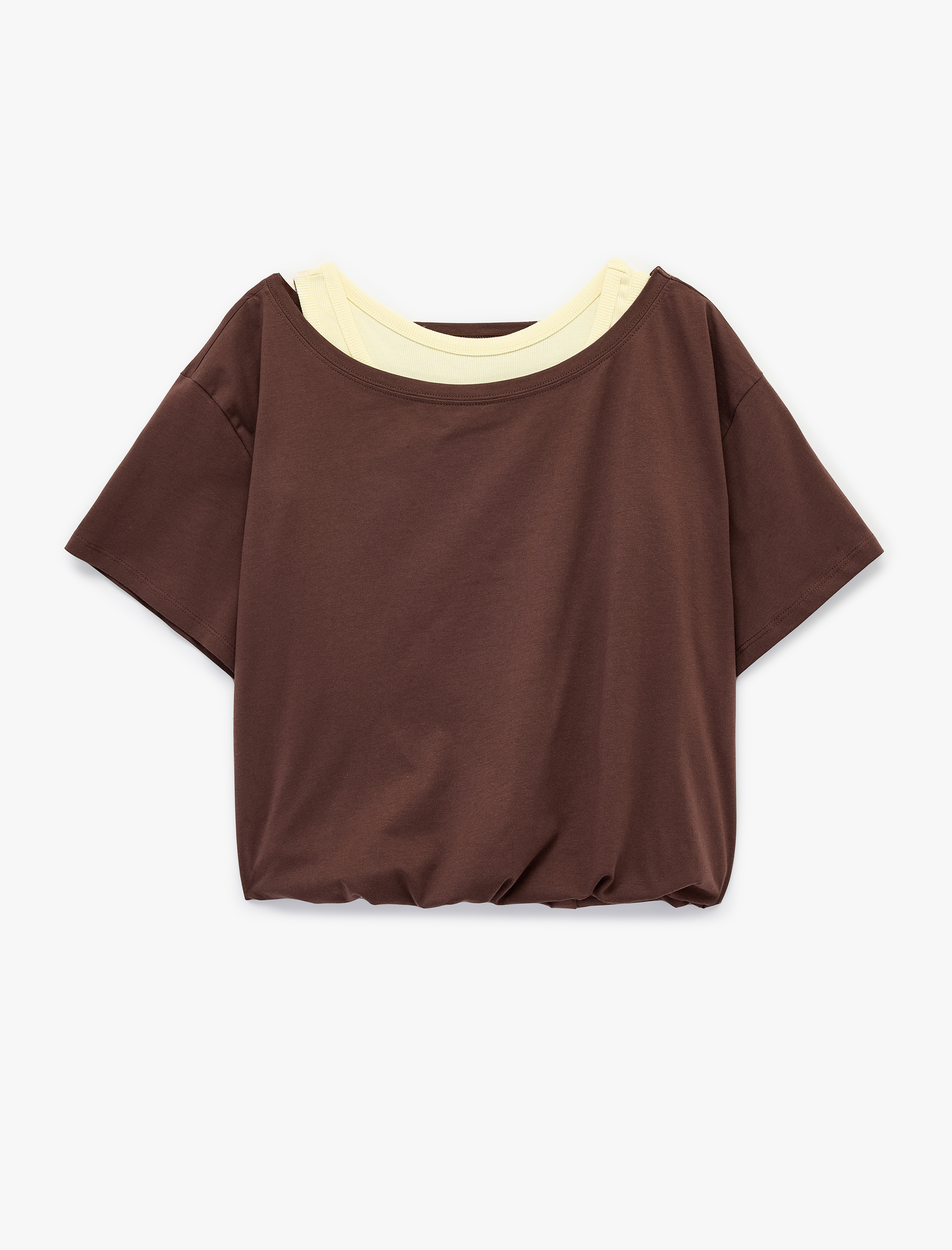   Rahat Kalıp Atlet Detaylı Bisiklet Yaka Pamuklu Crop Tişört