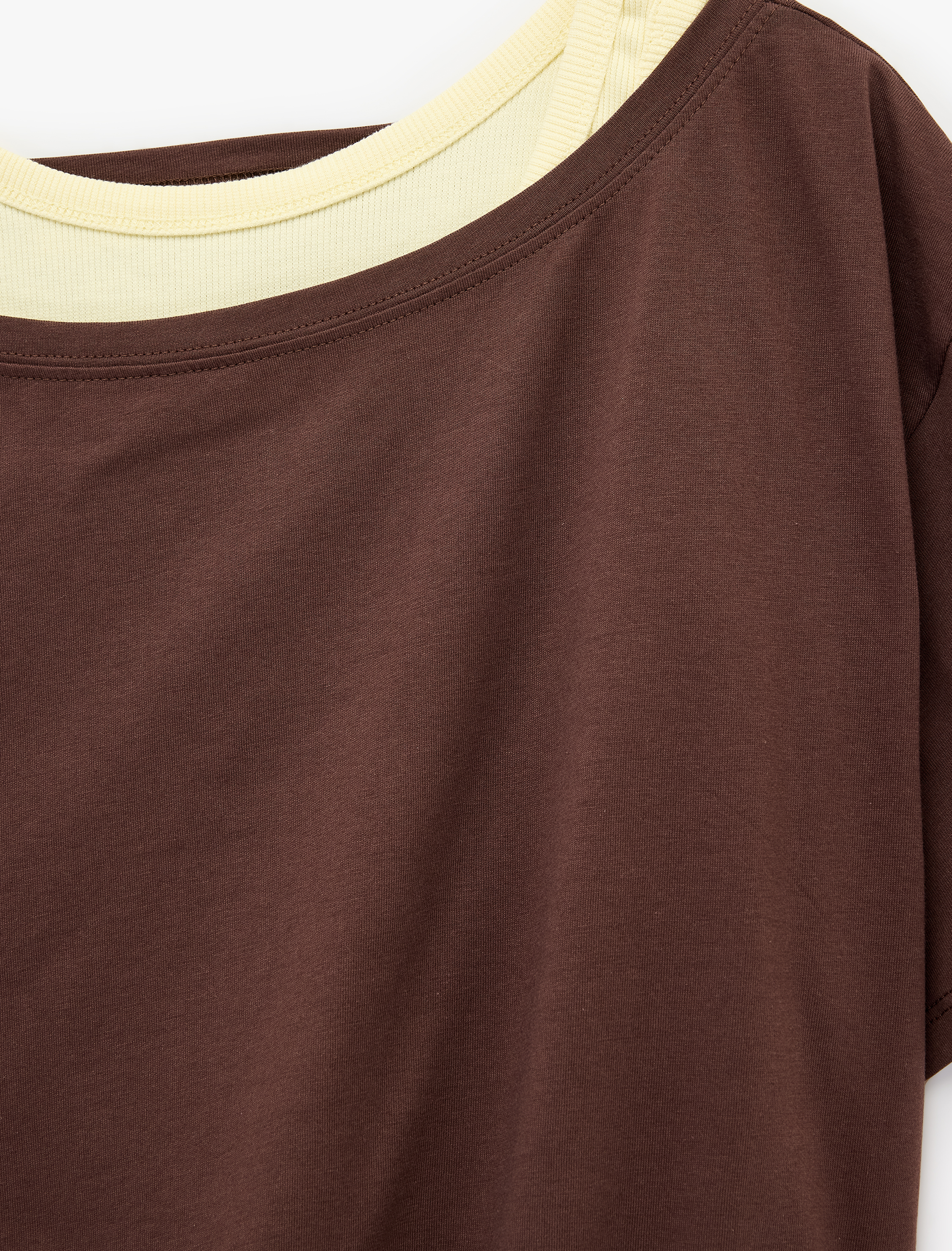   Rahat Kalıp Atlet Detaylı Bisiklet Yaka Pamuklu Crop Tişört