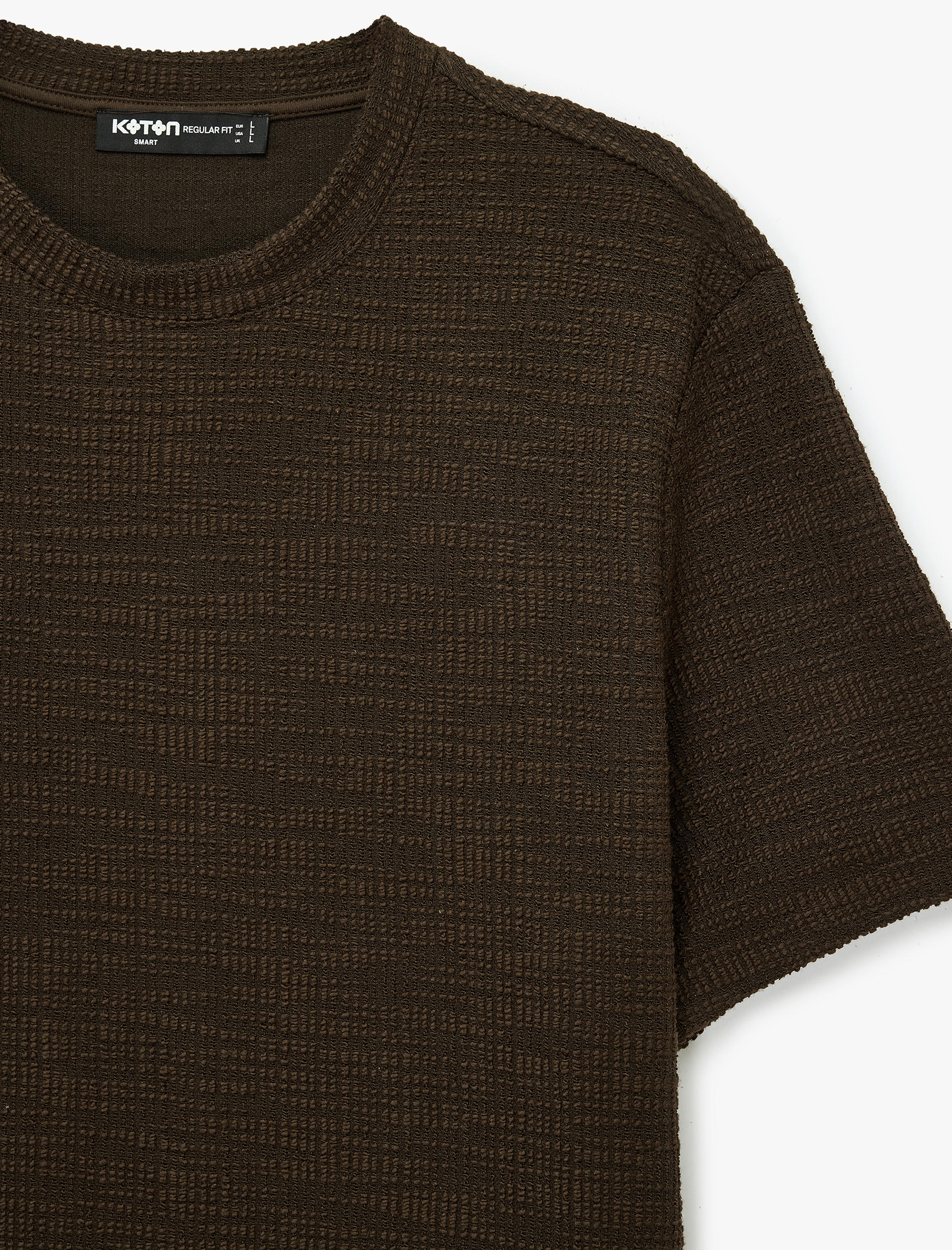   Regular Fit Kısa Kollu Dokulu Bisiklet Yaka Tişört