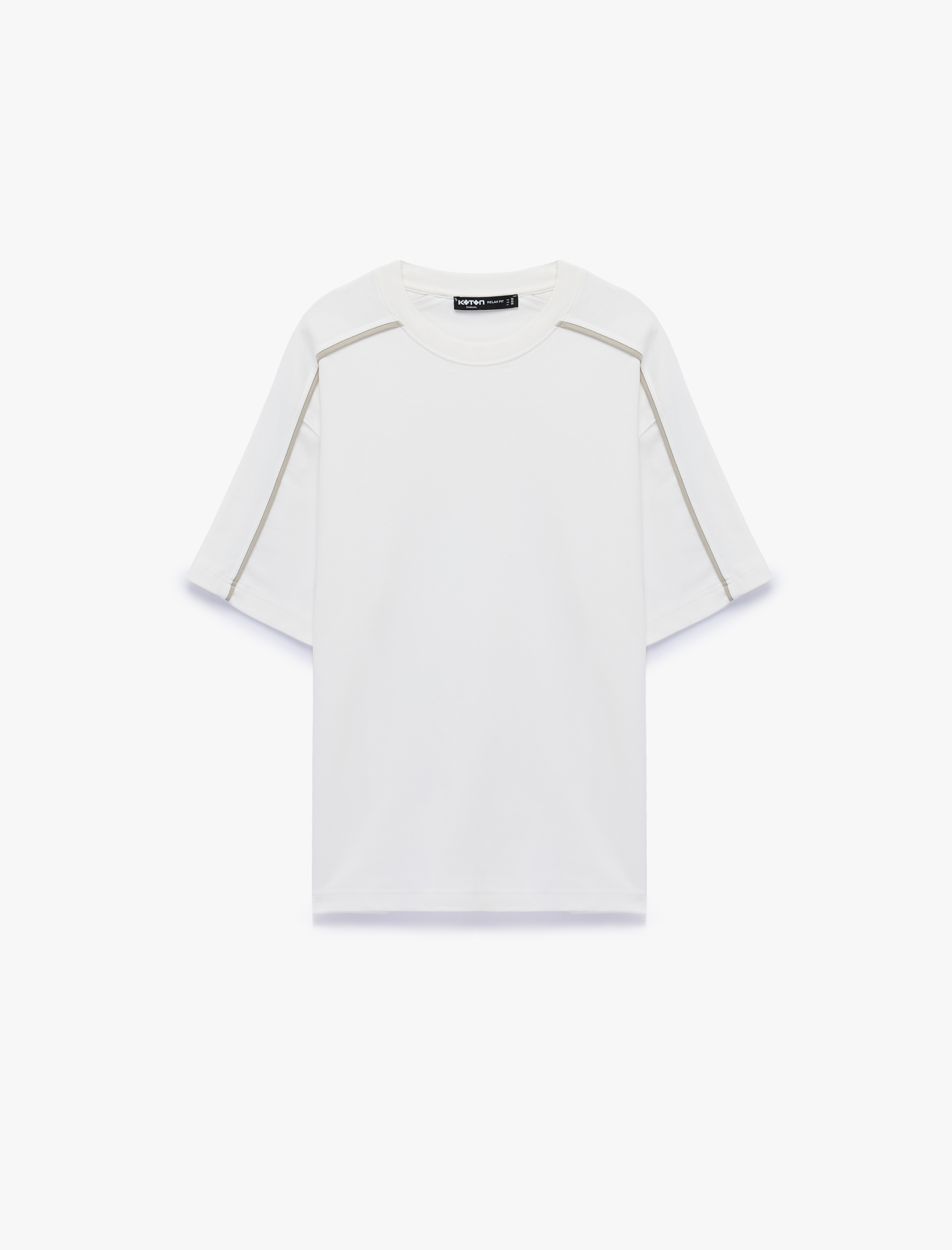   Kısa Kollu Dikiş Detaylı Bisiklet Yaka Pamuklu Oversize Tişört