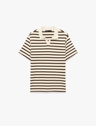 Regular Fit Kısa Kollu Polo Yaka Çizgili Tişört