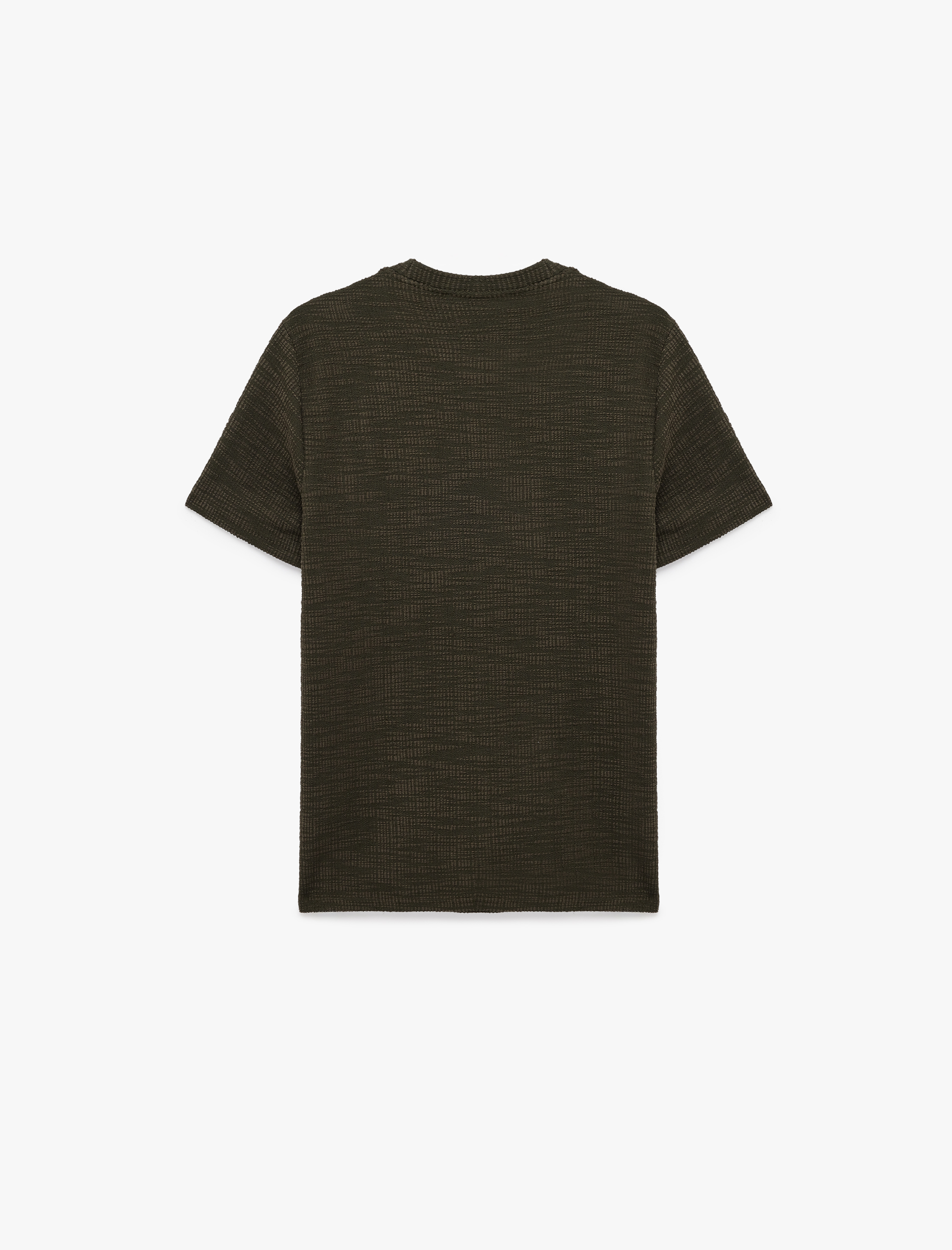   Regular Fit Kısa Kollu Dokulu Bisiklet Yaka Tişört