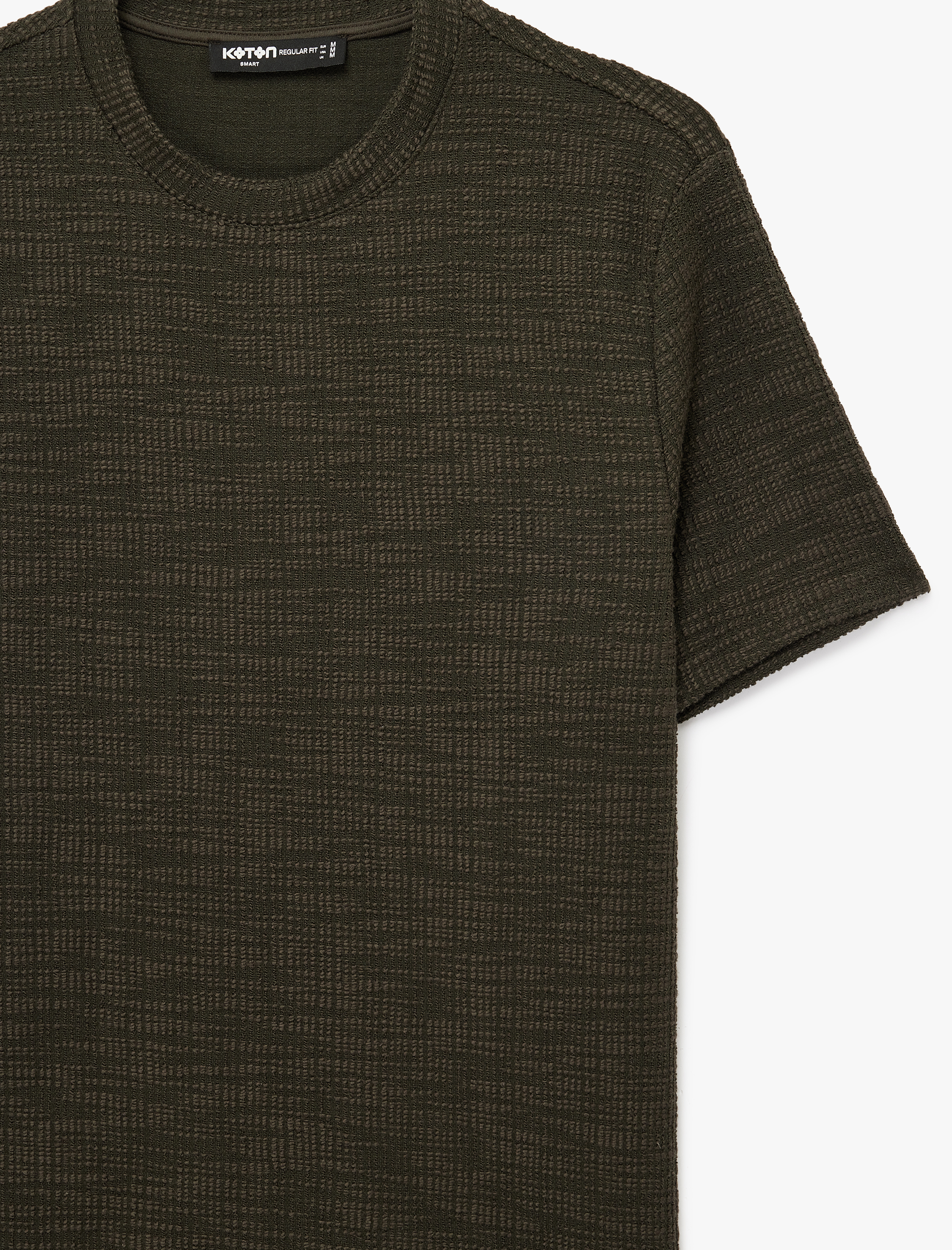   Regular Fit Kısa Kollu Dokulu Bisiklet Yaka Tişört