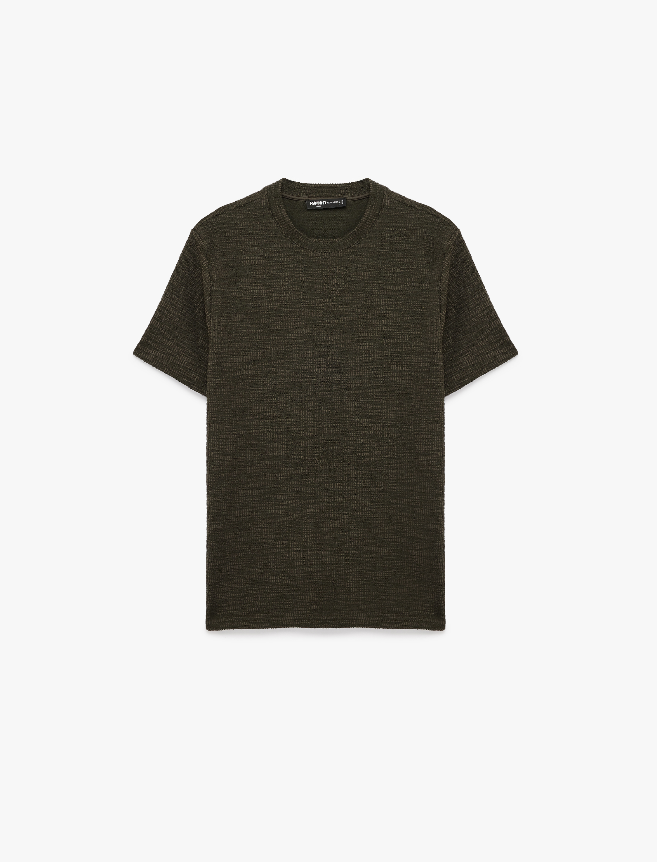   Regular Fit Kısa Kollu Dokulu Bisiklet Yaka Tişört