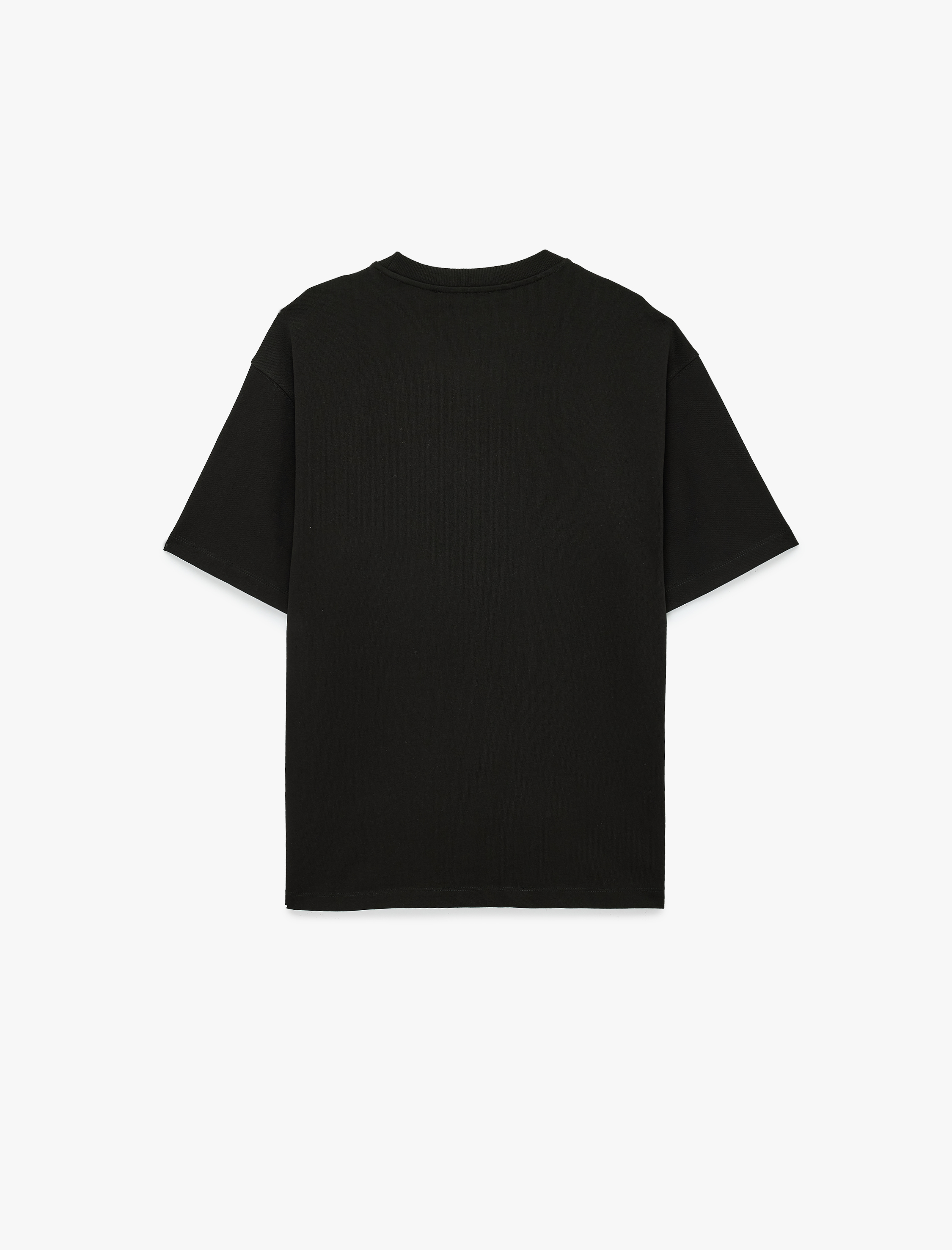   Kısa Kollu Pamuklu Bisiklet Yaka Oversize Basic Tişört