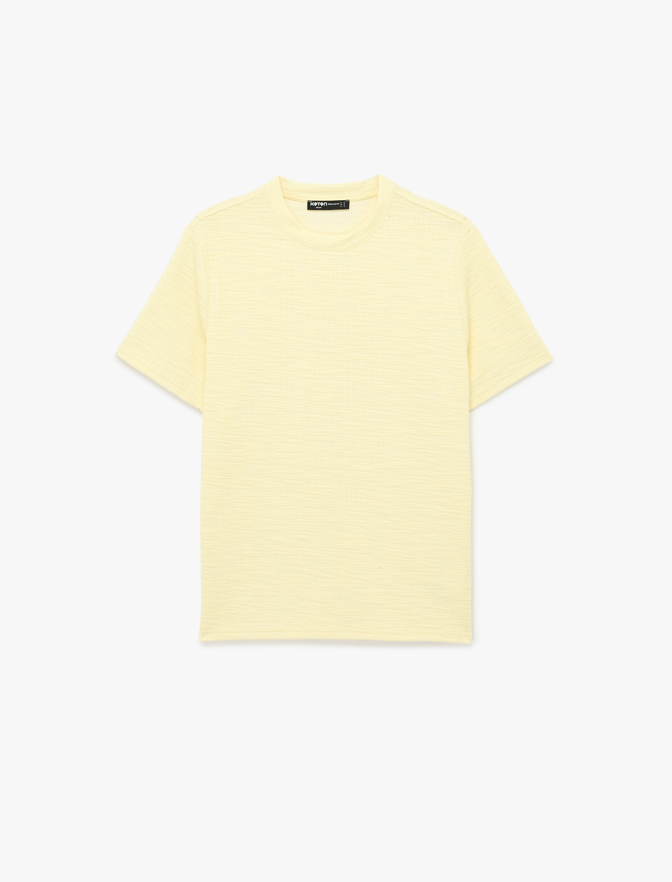   Regular Fit Kısa Kollu Dokulu Bisiklet Yaka Tişört