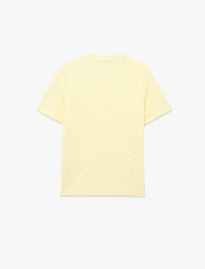  Regular Fit Kısa Kollu Dokulu Bisiklet Yaka Tişört