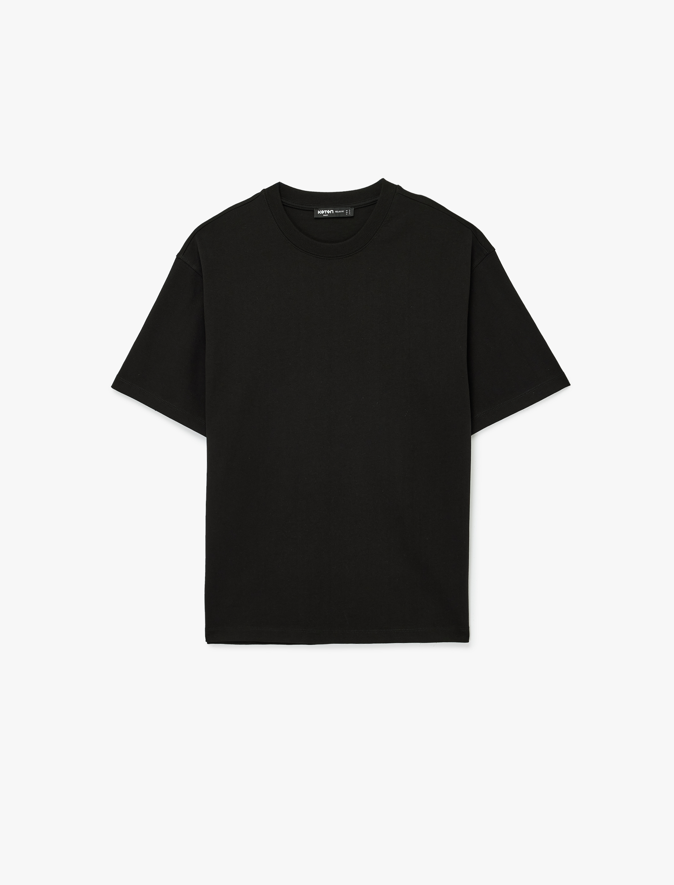   Kısa Kollu Pamuklu Bisiklet Yaka Oversize Basic Tişört