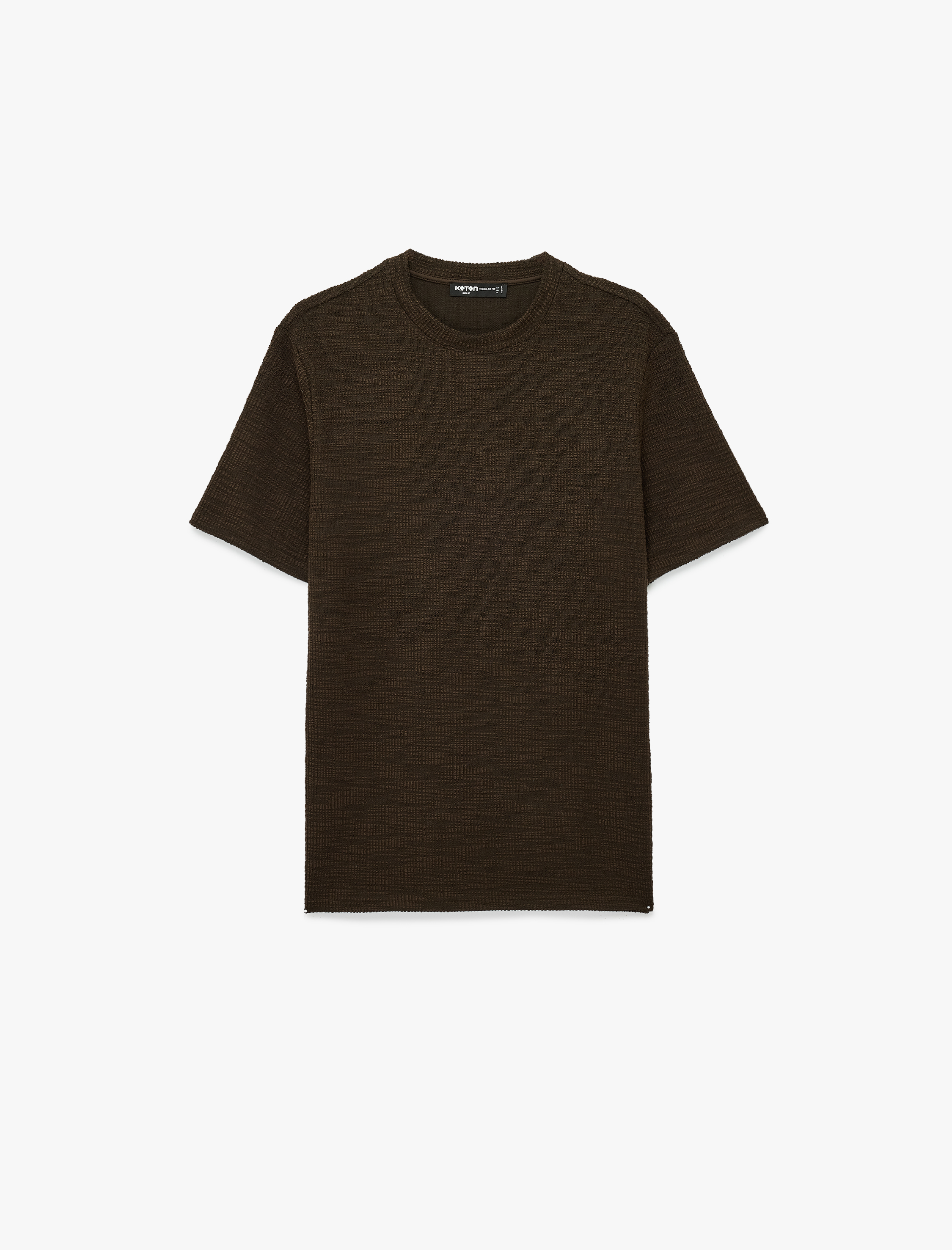   Regular Fit Kısa Kollu Dokulu Bisiklet Yaka Tişört