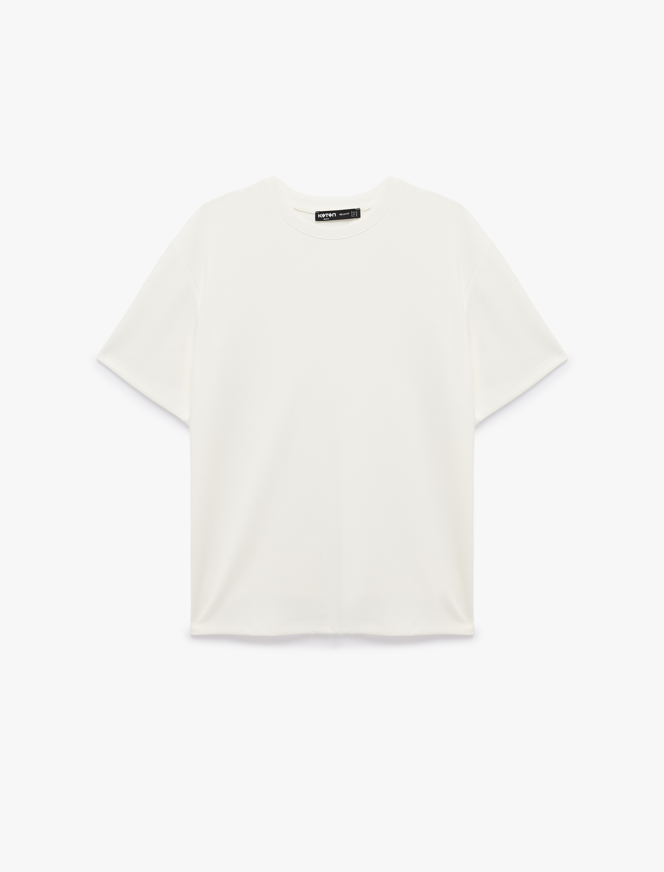   Bisiklet Yaka Rahat Kalıp Viskon Karışımlı Scuba Kumaş Kısa Kollu Tişört