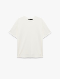 Bisiklet Yaka Rahat Kalıp Viskon Karışımlı Scuba Kumaş Kısa Kollu Tişört