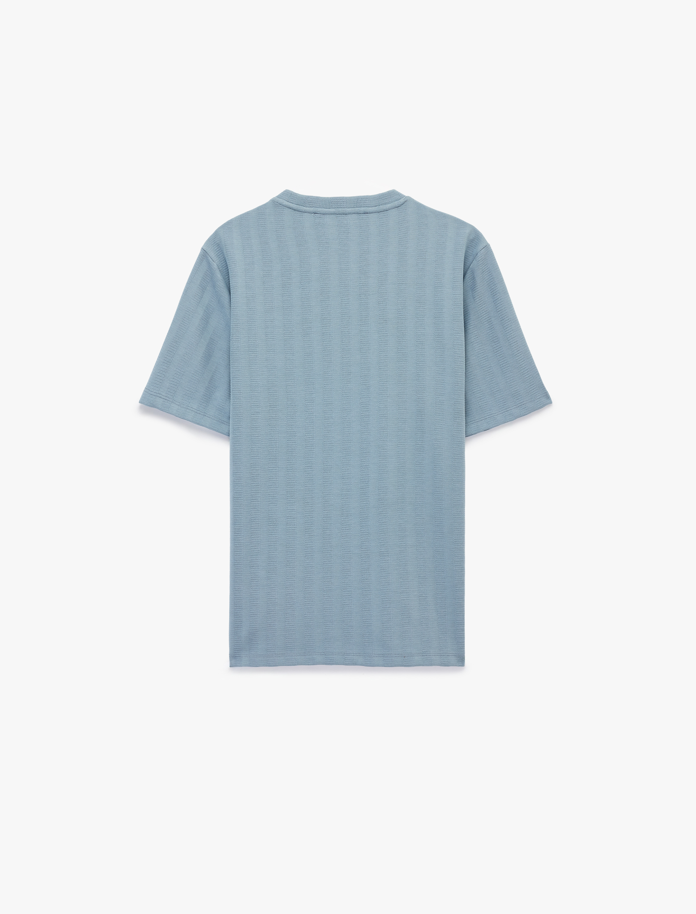   Regular Fit Kısa Kollu Dokulu Bisiklet Yaka Tişört