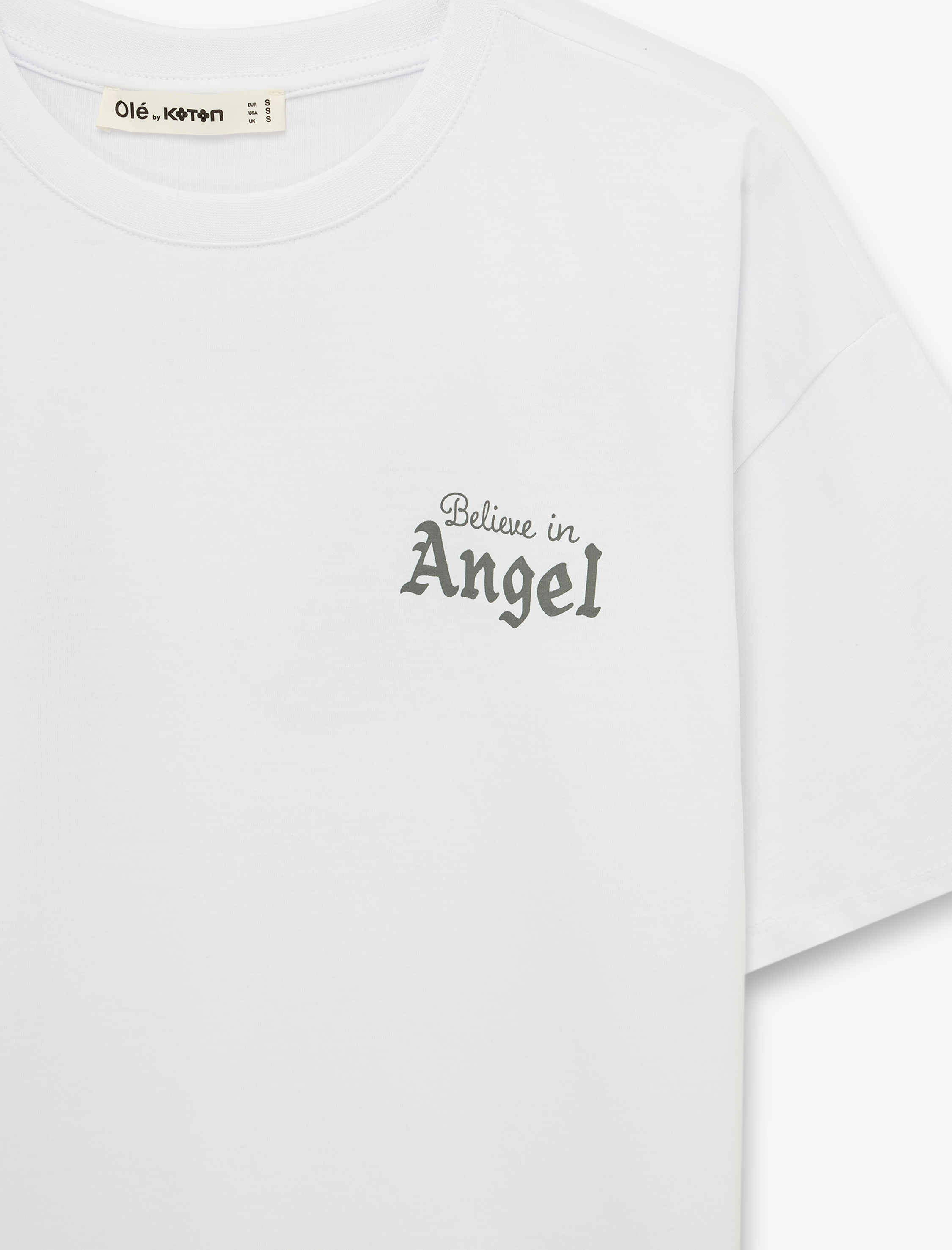   Melek Baskılı Rahat Kalıp Kısa Kollu Pamuklu Tişört