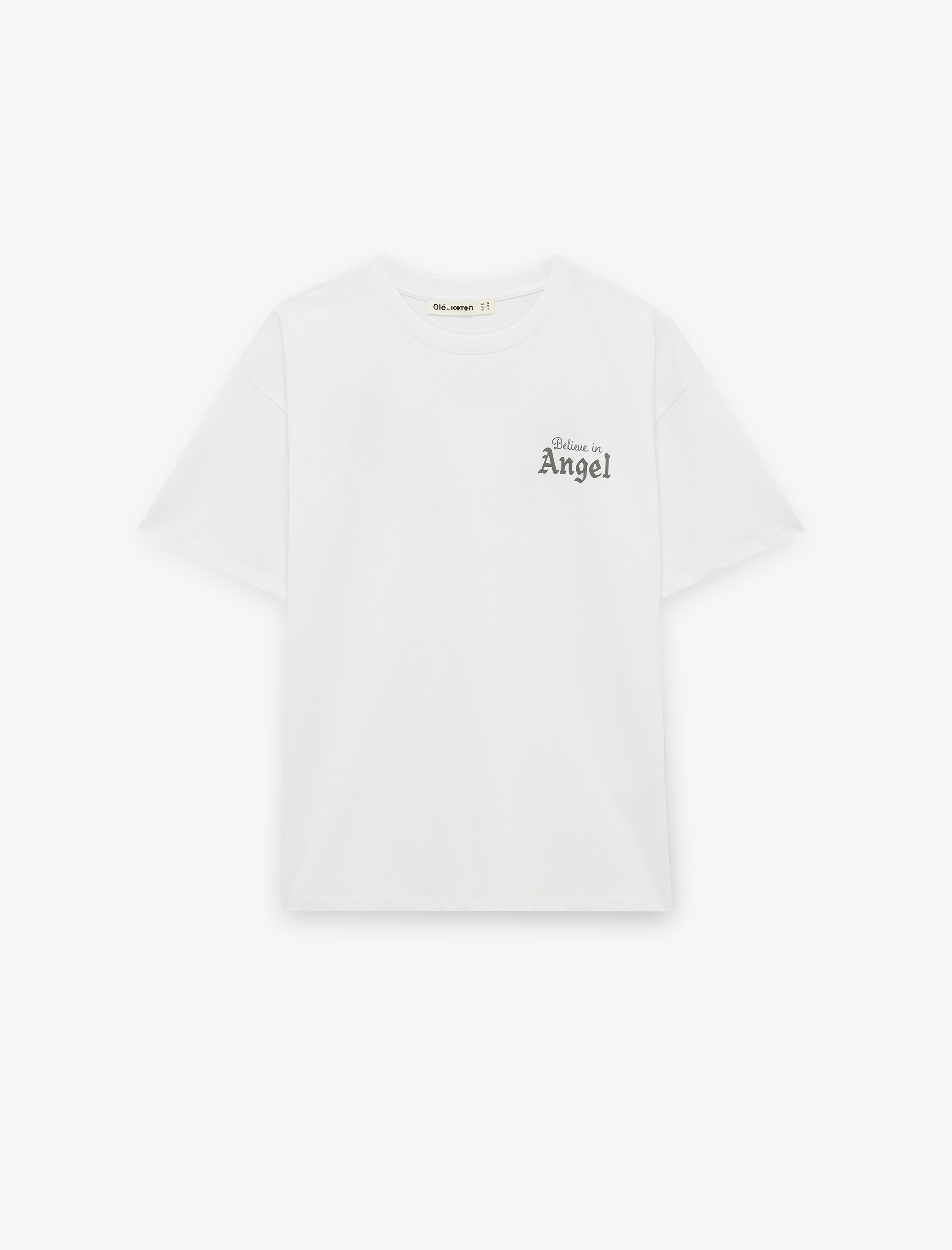   Melek Baskılı Rahat Kalıp Kısa Kollu Pamuklu Tişört