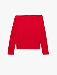 Slim Fit Kayık Yaka Uzun Kollu Tişört