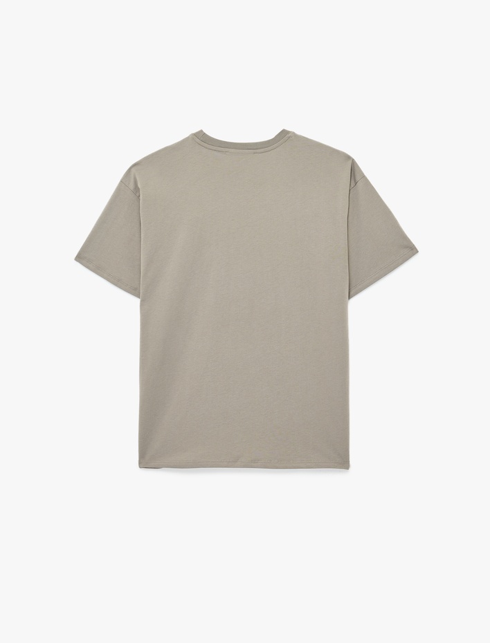  Rahat Kalıp Kısa Kollu Kiraz Baskılı Bisiklet Yaka Tişört