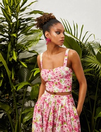 Crop Çiçekli Büstiyer Askılı