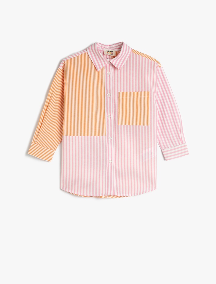 Kız Çocuk Poplin Gömlek Uzun Kollu Cep Detaylı