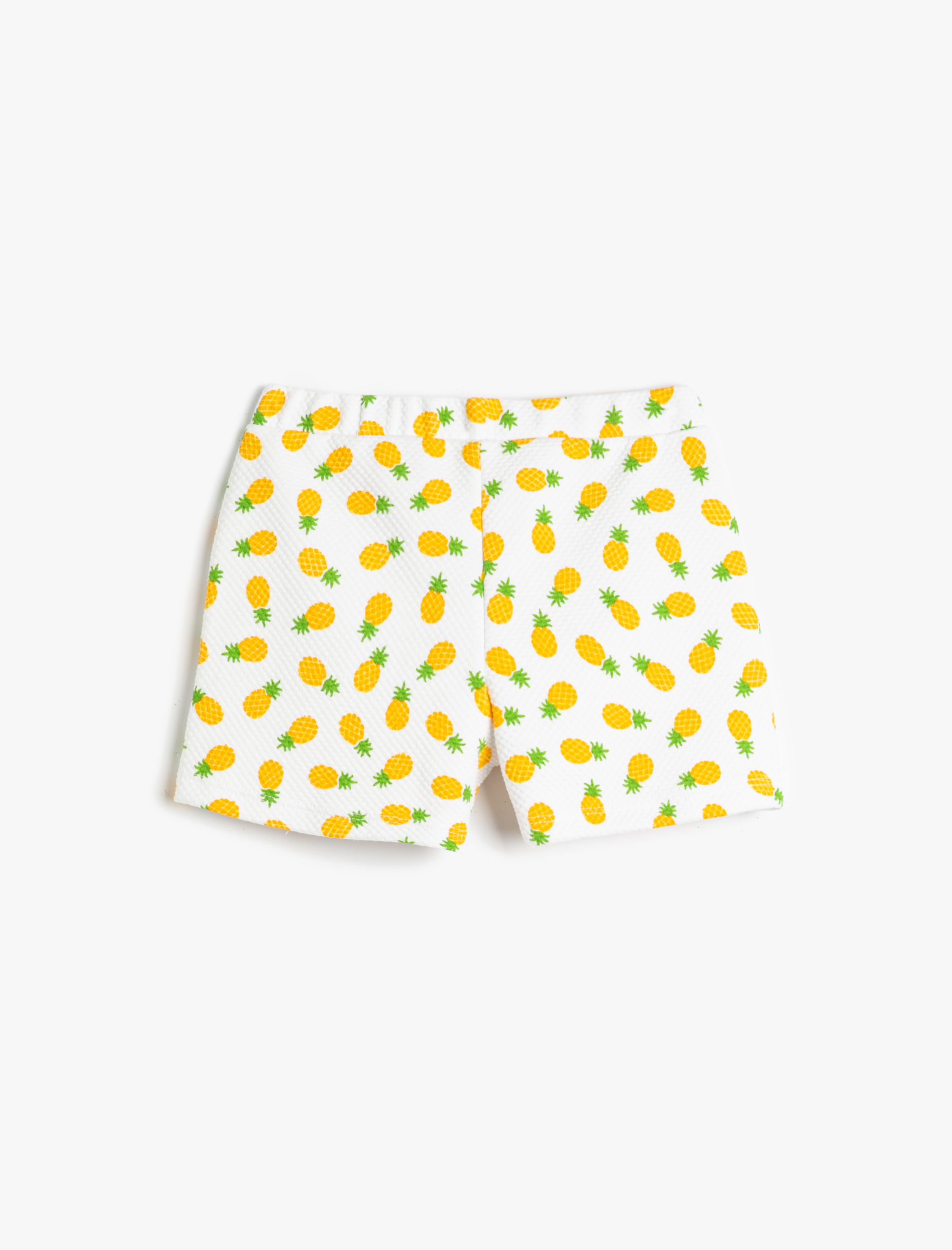  Kız Çocuk Şort Etek Beli Lastikli Ananas Baskılı Dokulu
