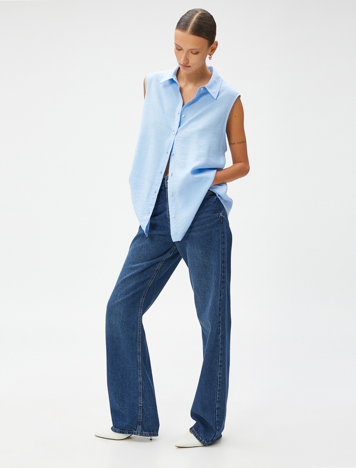  Kolsuz Basic Gömlek Düğmeli