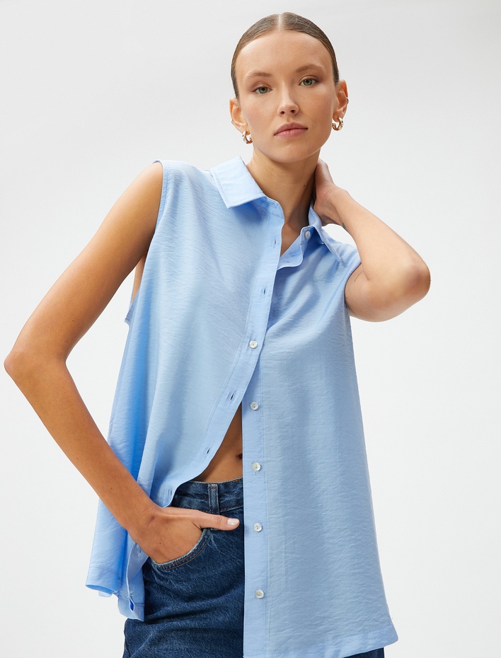  Kolsuz Basic Gömlek Düğmeli