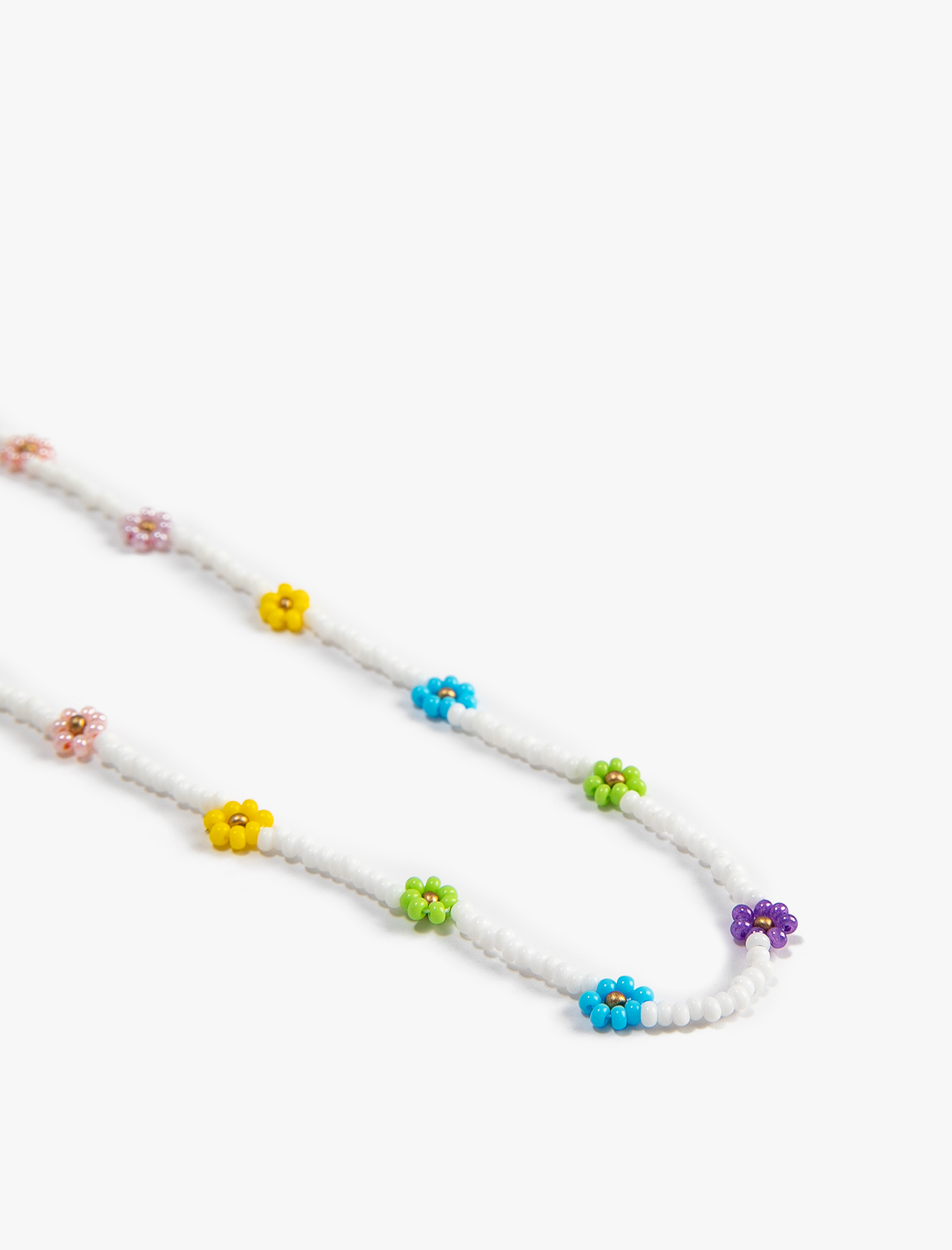  Kadın Boncuklu Kolye Minimal Çiçek Figürlü