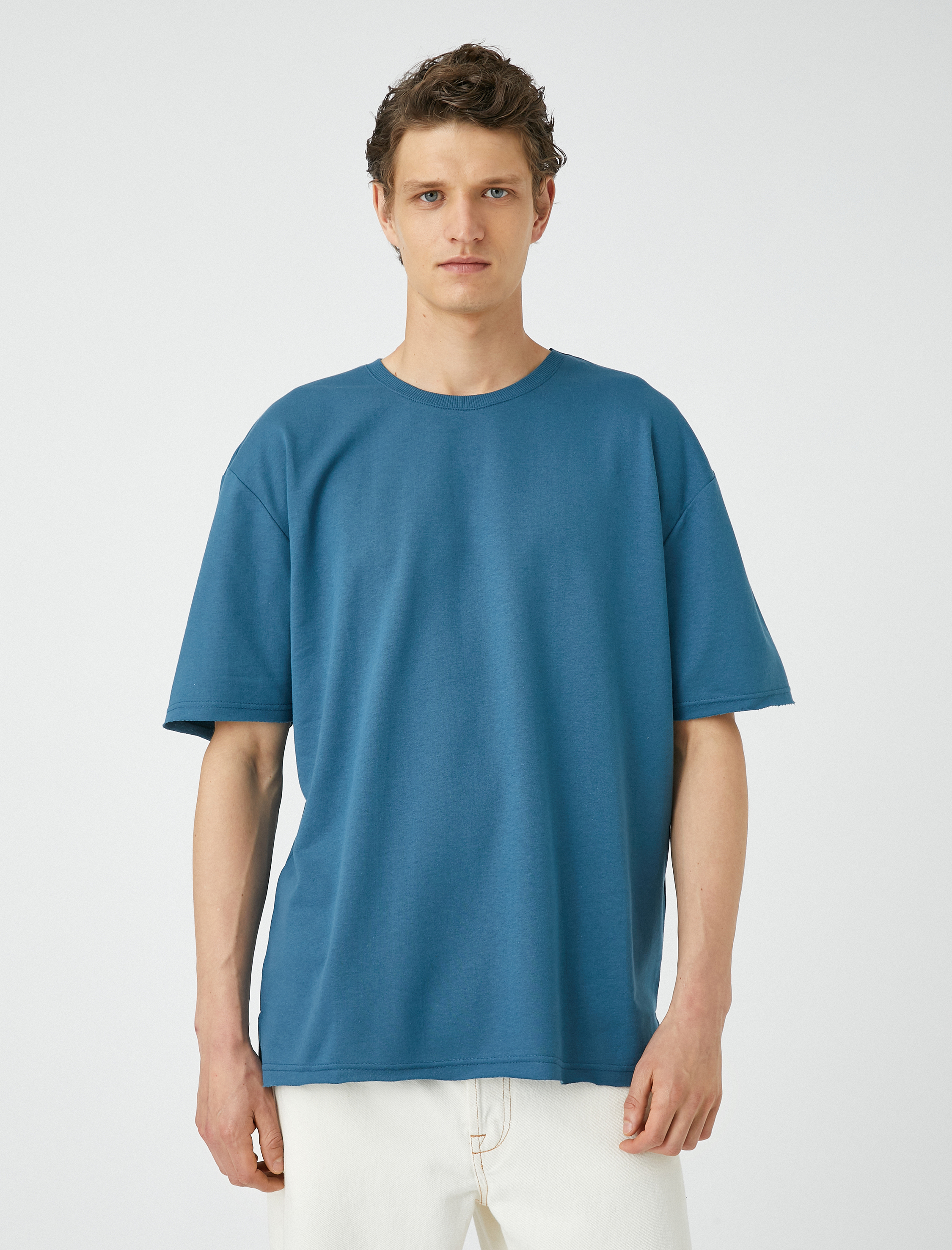   Basic Tişört Bisiklet Yaka Kısa Kollu Pamuklu